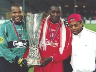 Pegguy Arphexad, left, played for Liverpool for three seasons.